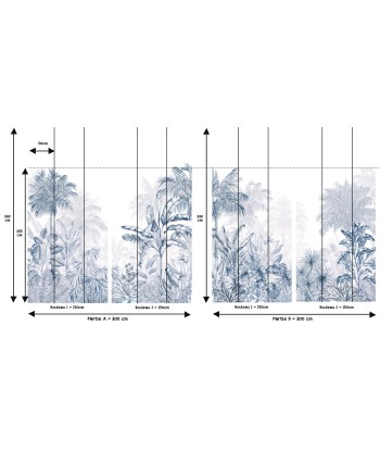 Papier peint graphique – Jungle Tropicale Monochrome marine store