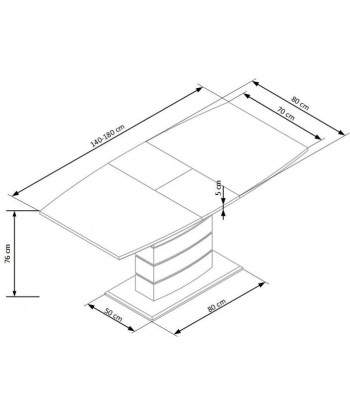 Table Toronto en MDF et métal, L140-180xl80xh76 cm 2024