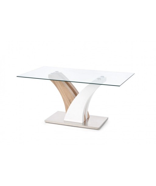 Table Vilmer Blanc / Chêne Sonoma verre et MDF, L160xl90xH76 cm Comparez et commandez 