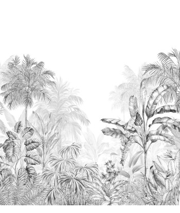 Papier peint graphique – Jungle Tropicale Monochrome noir Vous souhaitez 