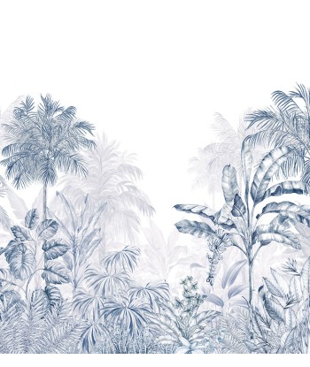 Papier peint graphique – Jungle Tropicale Monochrome marine store