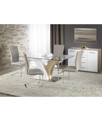 Table Vilmer Blanc / Chêne Sonoma verre et MDF, L160xl90xH76 cm Comparez et commandez 