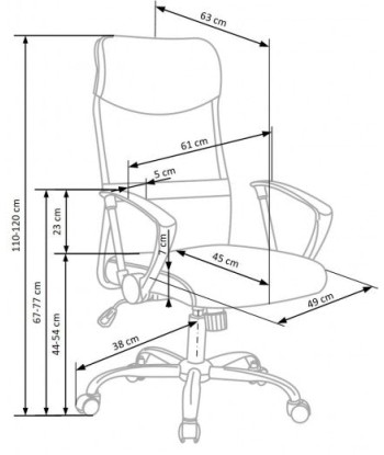 Chaise de bureau ergonomique tapissée de tissu Vire Blanc, l61xA63xH110-120 cm 50-70% off 