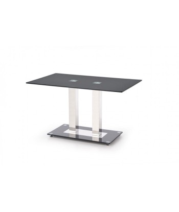 Walter 2 Noir / Table en verre et métal chromé, L130xl80xH74 cm pas cher 