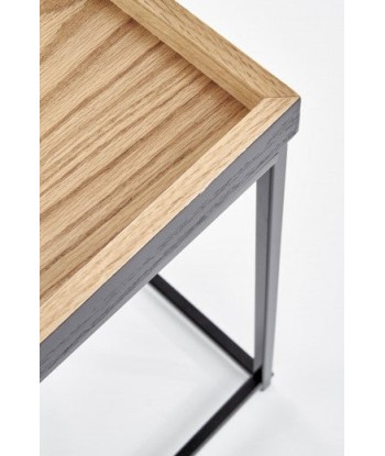 Table basse en MDF, placage et métal Chêne Yava / Noir, L42xl42xH49 cm l'évolution des habitudes 