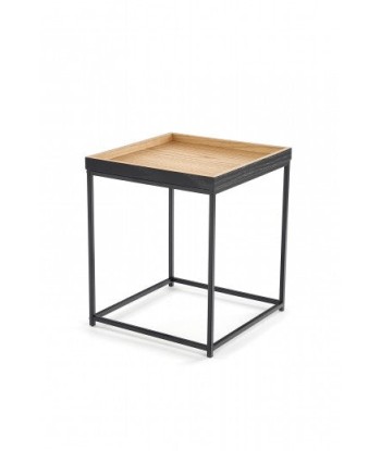 Table basse en MDF, placage et métal Chêne Yava / Noir, L42xl42xH49 cm l'évolution des habitudes 