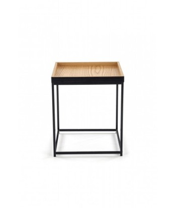 Table basse en MDF, placage et métal Chêne Yava / Noir, L42xl42xH49 cm l'évolution des habitudes 