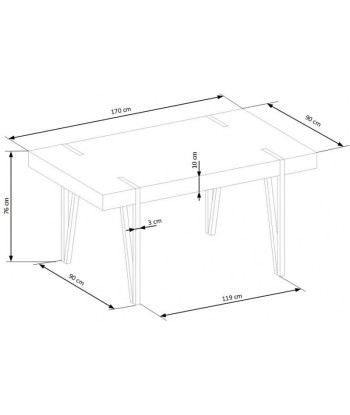 Table Yohann en MDF et métal, L170xl90xh76 cm en stock