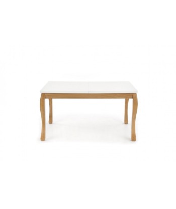 Ensemble table extensible en MDF et bois de hêtre Donovan Blanc / Chêne + 4 chaises rembourrées Toledo 2 Beige, L140-210xl90xH76 cm prix