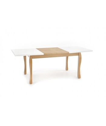 Ensemble table extensible en MDF et bois de hêtre Donovan Blanc / Chêne + 4 chaises rembourrées Toledo 2 Beige, L140-210xl90xH76 cm prix