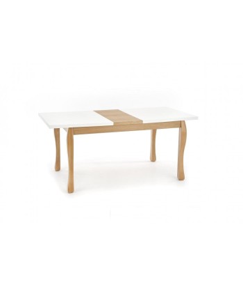 Ensemble table extensible en MDF et bois de hêtre Donovan Blanc / Chêne + 4 chaises rembourrées Toledo 2 Beige, L140-210xl90xH76 cm prix