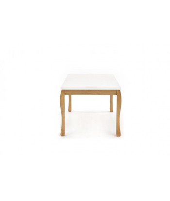 Ensemble table extensible en MDF et bois de hêtre Donovan Blanc / Chêne + 4 chaises rembourrées Toledo 2 Beige, L140-210xl90xH76 cm prix