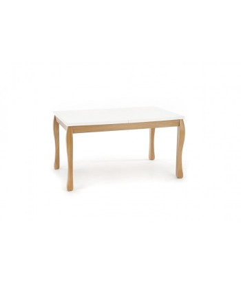 Ensemble table extensible en MDF et bois de hêtre Donovan Blanc / Chêne + 4 chaises rembourrées Toledo 2 Beige, L140-210xl90xH76 cm prix