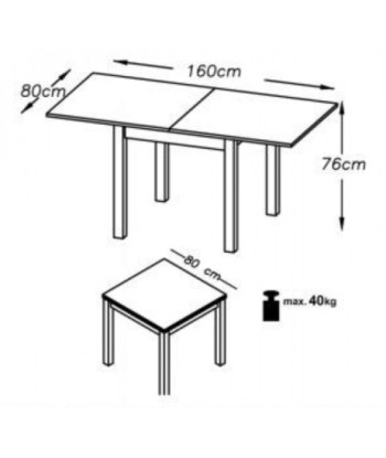 Table extensible en aggloméré et MDF Chêne Gracjan Sonoma, L80-160xl80xH76 cm Fin de série