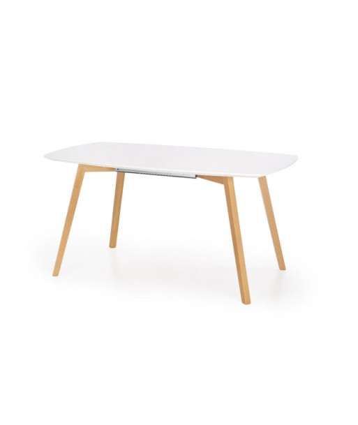 Table extensible en MDF et bois de hêtre Kajetan Blanc / Chêne Miel, L150-200xl85xH76 cm À commander