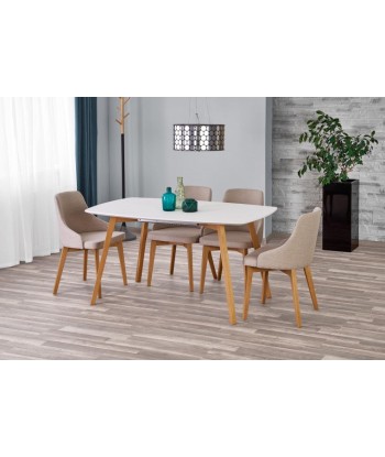 Table extensible en MDF et bois de hêtre Kajetan Blanc / Chêne Miel, L135-185xl82xH76 cm vous aussi creer 