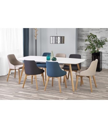 Table extensible en MDF et bois de hêtre Kajetan Blanc / Chêne Miel, L150-200xl85xH76 cm À commander