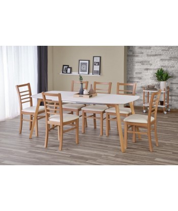 Table extensible en MDF et bois de hêtre Kajetan Blanc / Chêne Miel, L135-185xl82xH76 cm vous aussi creer 