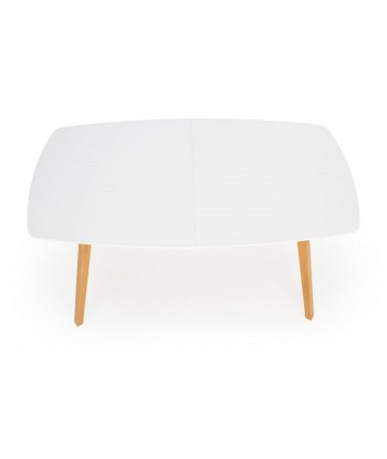 Table extensible en MDF et bois de hêtre Kajetan Blanc / Chêne Miel, L150-200xl85xH76 cm À commander