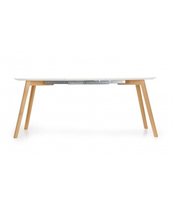 Table extensible en MDF et bois de hêtre Kajetan Blanc / Chêne Miel, L150-200xl85xH76 cm À commander