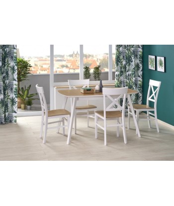 Table extensible en MDF et bois de hêtre Kajetan 2 Chêne Miel / Blanc, L135-185xl82xH76 cm la chaussure