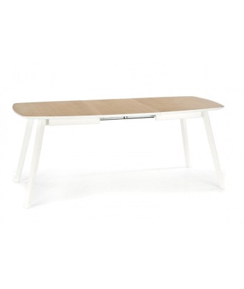 Table extensible en MDF et bois de hêtre Kajetan 2 Chêne Miel / Blanc, L135-185xl82xH76 cm la chaussure