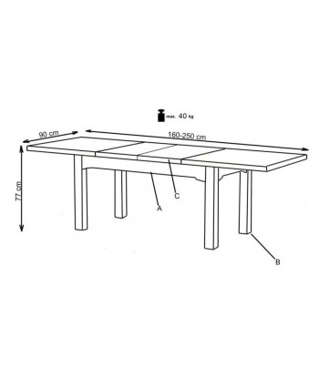 Table en bois Leonardo Chêne, L160-250xl90xh77 cm le concept de la Pate a emporter 