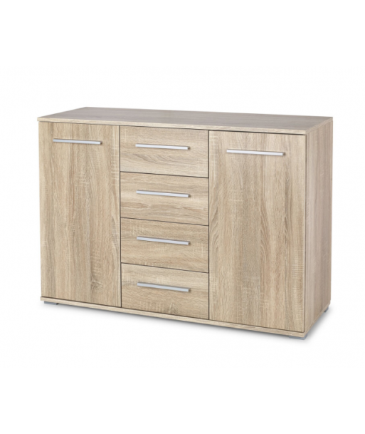 Commode, avec 4 tiroirs et 2 portes Lima KM-4 Chêne, l116xA40xH82 cm meilleur choix