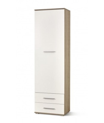 Armoire palette 1 porte et 2 tiroirs Lima REG-1 Blanc / Chêne Sonoma, l60xA40xH200 cm basket pas cher