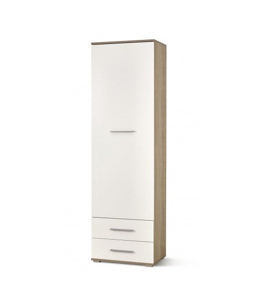 Armoire palette 1 porte et 2 tiroirs Lima REG-1 Blanc / Chêne Sonoma, l60xA40xH200 cm basket pas cher