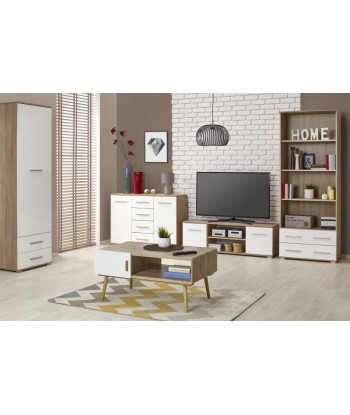 Armoire palette 1 porte et 2 tiroirs Lima REG-1 Blanc / Chêne Sonoma, l60xA40xH200 cm basket pas cher