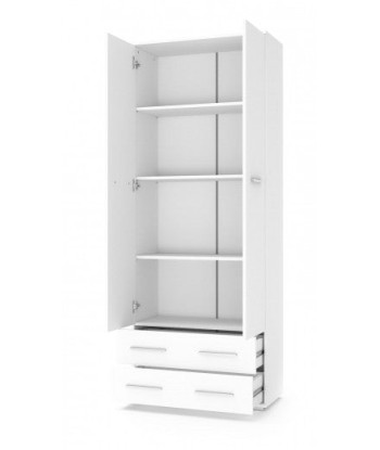 Armoire palette 2 portes et 2 tiroirs Lima REG-2 Blanc, l77xA40xH200 cm hantent personnes