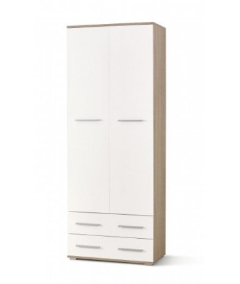 Armoire palette 2 portes et 2 tiroirs Lima REG-2 Blanc / Chêne Sonoma, l77xA40xH200 cm solde