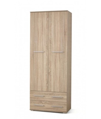 Armoire palette 2 portes et 2 tiroirs Lima REG-2 Chêne Sonoma, l77xA40xH200 cm en stock