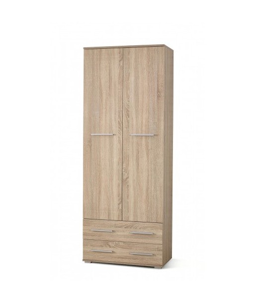 Armoire palette 2 portes et 2 tiroirs Lima REG-2 Chêne Sonoma, l77xA40xH200 cm en stock