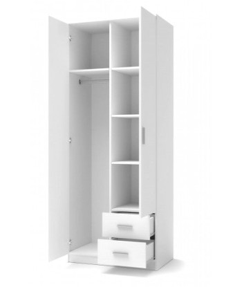 Armoire palette 2 portes et 2 tiroirs Lima S-2 Blanc, l80xA52xH205 cm 50% de réduction en Octobre 2024