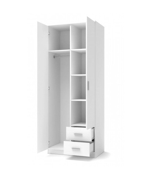 Armoire palette 2 portes et 2 tiroirs Lima S-2 Blanc, l80xA52xH205 cm 50% de réduction en Octobre 2024