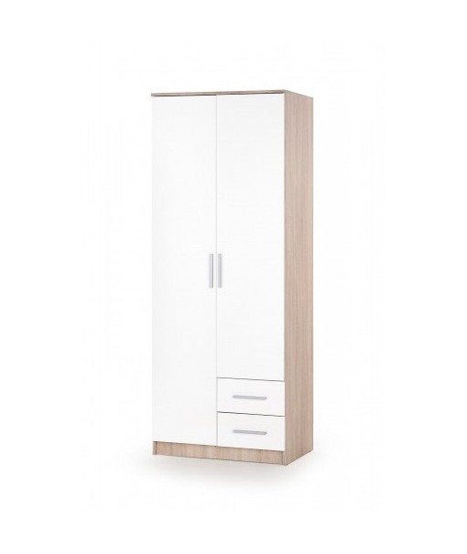 Armoire palette 2 portes et 2 tiroirs Lima S-2 Blanc / Chêne Sonoma, l80xA52xH205 cm commande en ligne