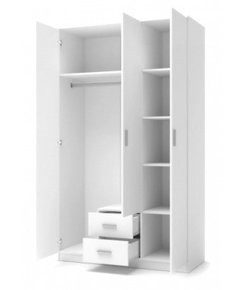 Armoire palette 3 portes et 2 tiroirs Lima S-3 Blanc, l120xA52xH205 cm français