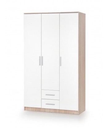 Armoire palette 3 portes et 2 tiroirs Lima S-3 Blanc / Chêne Sonoma, l120xA52xH205 cm les muscles