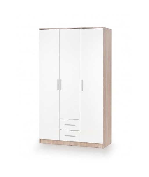 Armoire palette 3 portes et 2 tiroirs Lima S-3 Blanc / Chêne Sonoma, l120xA52xH205 cm les muscles