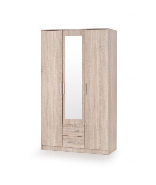 Armoire miroir, en bois avec 3 portes et 2 tiroirs Lima S-3 Chêne Sonoma, l120xA52xH205 cm les ligaments