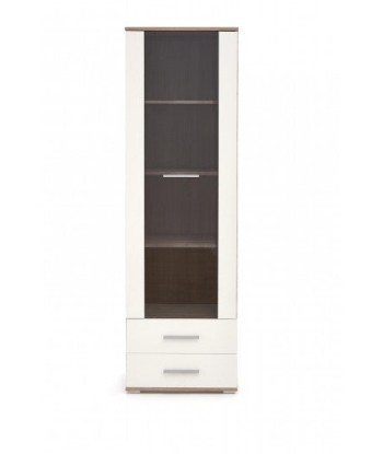 Vitrine palette 1 porte et 2 tiroirs Lima W-1 Blanc / Chêne Sonoma, l60xA40xH200 cm suggérées chez