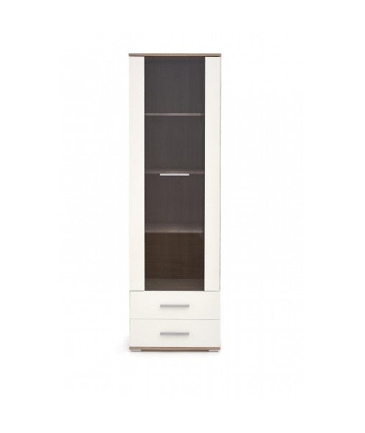 Vitrine palette 1 porte et 2 tiroirs Lima W-1 Blanc / Chêne Sonoma, l60xA40xH200 cm suggérées chez