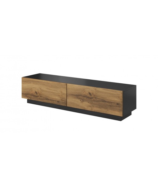 Commode TV en bois et MDF, avec 2 portes Livo RTV-160S Chêne Wotan / Anthracite, l160xA40xH38 cm Comparez plus de prix