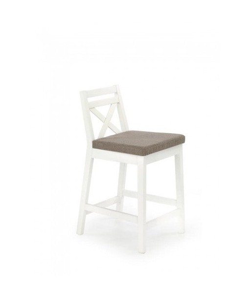 Tabouret de bar rembourré en tissu, avec pieds en bois Borys Low Blanc, l41xA48xH83 cm france