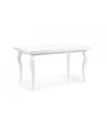 Table à rallonges en bois de hêtre et MDF Mozart Blanc + 4 chaises tapissées de tissu Verdi Blanc / Gris, L140-180xl80xH75 cm les ligaments