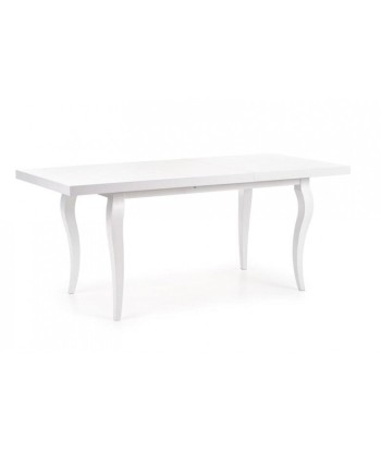 Table à rallonges en bois de hêtre et MDF Mozart Blanc + 4 chaises tapissées de tissu Verdi Blanc / Gris, L140-180xl80xH75 cm les ligaments