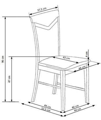 Chaise en bois de hêtre, tapissée de tissu Citrone Noyer Foncé, l44xA53xH96 cm pour bénéficier 