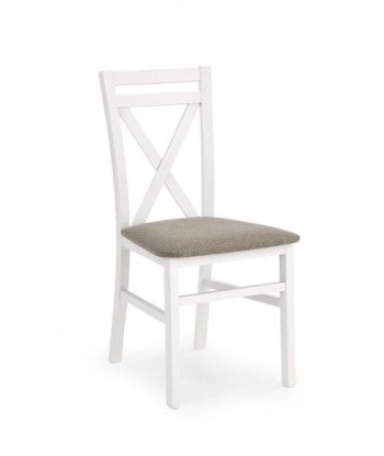 Chaise en bois de hêtre, avec assise rembourrée en tissu Darius, l44,5xA49xH90 cm-Blanc rembourrage situé sous